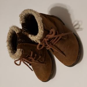 Garanimals Baby Girls Ankle Fashion Boots Size 5 Brown Lace Up Side Zip Knit Top